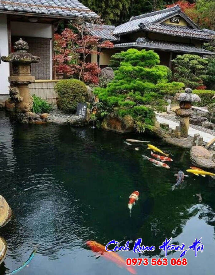 Hồ cá koi sân vườn Nhật Bản đẹp M2