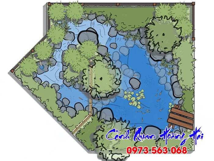 Bản vẽ thiết kế hồ cá Koi